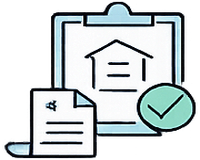 南日本消毒の料金案内｜現地確認を大切にしていることを表す家と点検票のアイコン