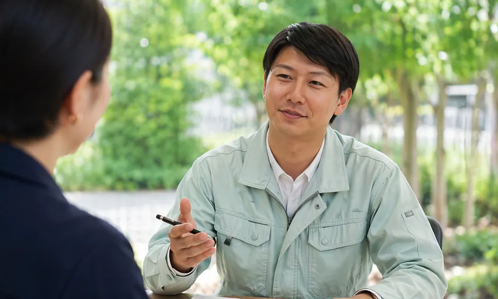 南日本消毒のスタッフがお客様に点検内容を説明している様子