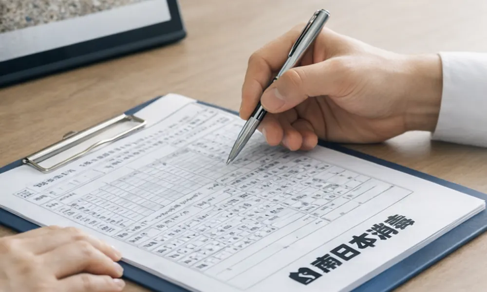 南日本消毒のスタッフが点検結果を見ながら見積書を作成している様子