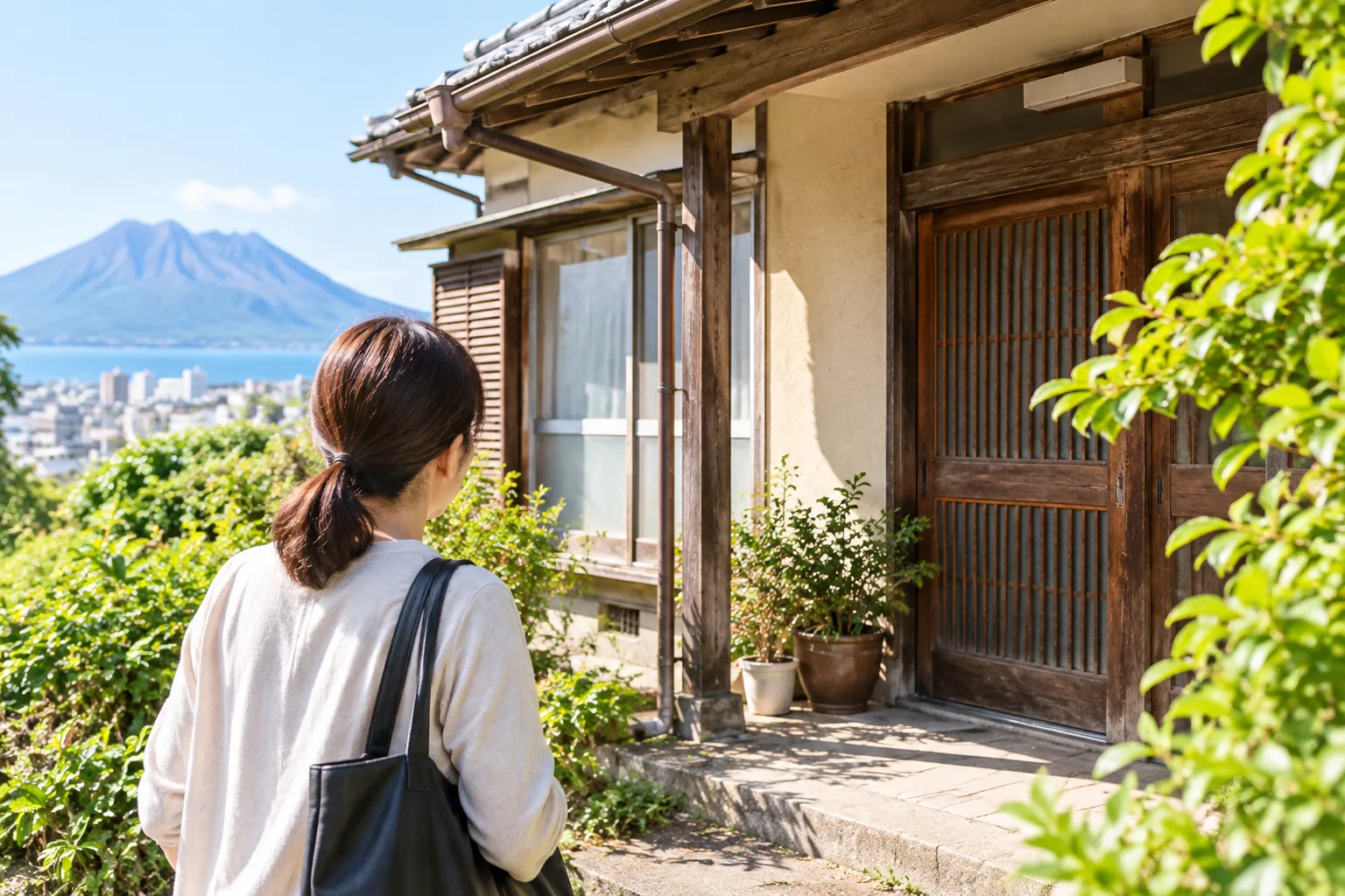 久しぶりに訪れた空き家の実家を確認する様子